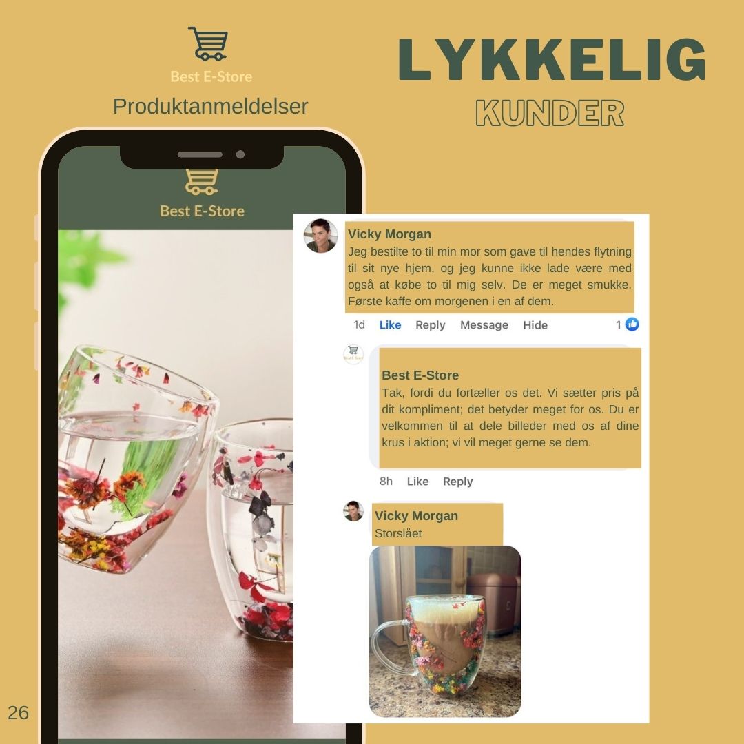 🌼Floral Fusion: Dobbeltvæggede glaskopper