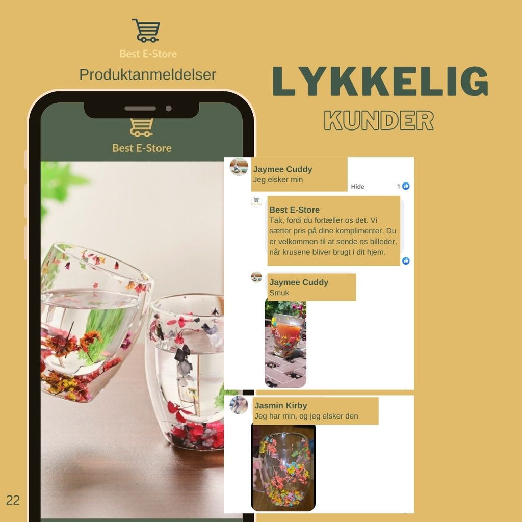 🌼Floral Fusion: Dobbeltvæggede glaskopper