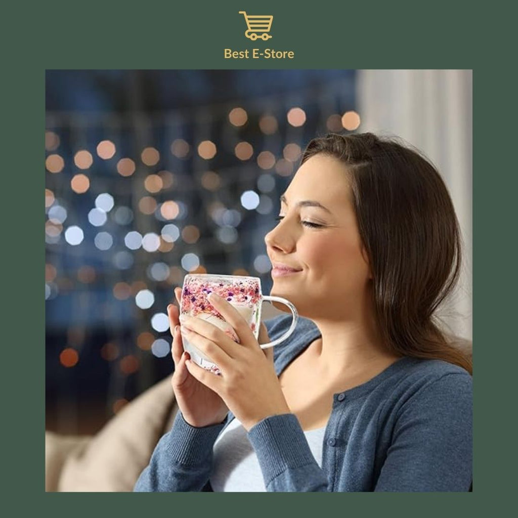 🌼 Floral Fusion: Szklane Kubki Podwójnymi Sciankami