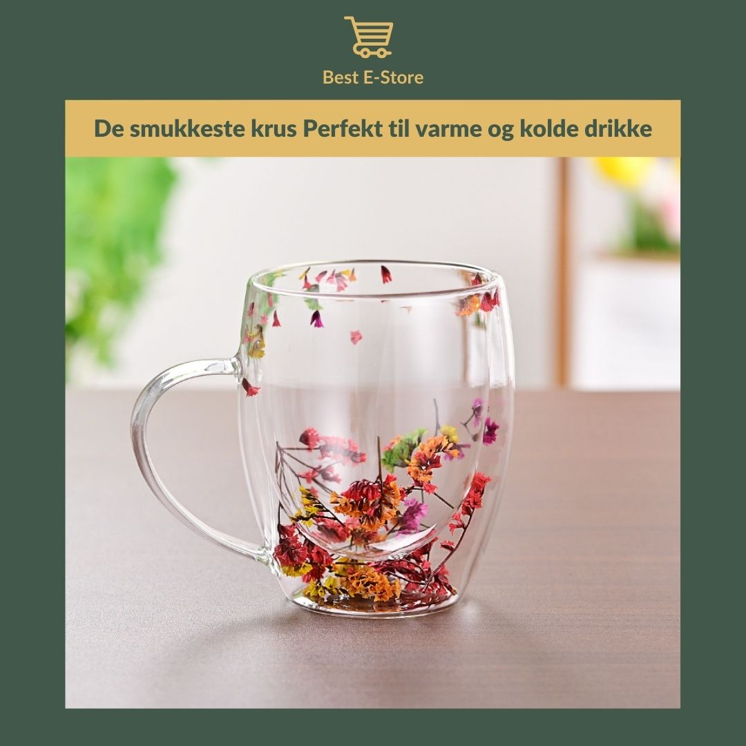 🌼Floral Fusion: Dobbeltvæggede glaskopper