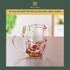 🌼Floral Fusion: Bicchieri Vetro Doppia Parete