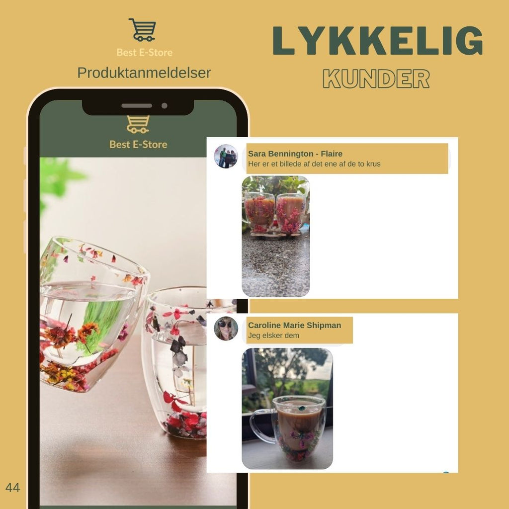 🌼Floral Fusion: Dobbeltvæggede glaskopper