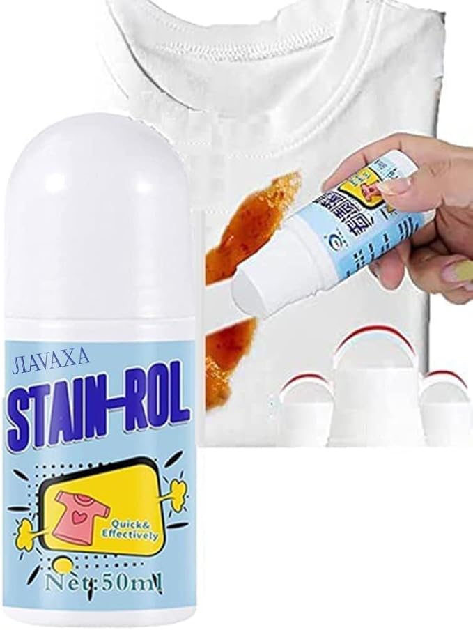 Stain Remover for Clothes Roller-Ball Cleaner White Cotton Clothes Stain Remover Roll Bead Design Instant Stain Remover for Cotton, Linen, Polyester,Blended Fabric, Denim, Down Jacket etc.