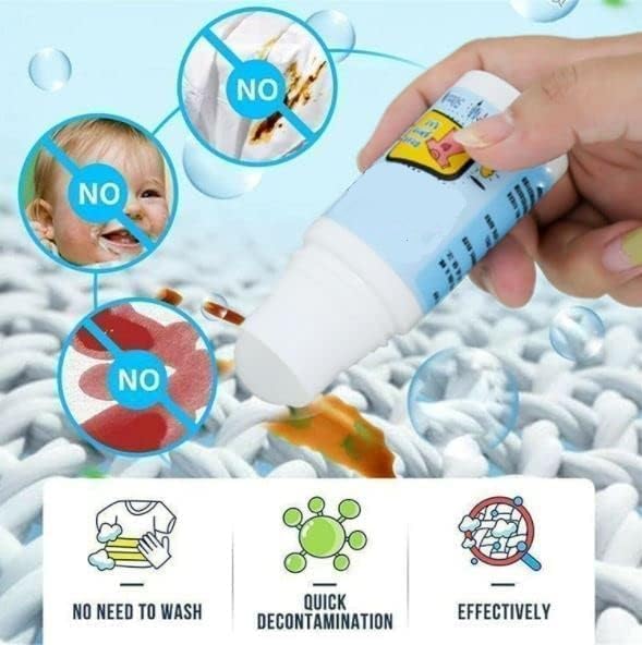 Stain Remover for Clothes Roller-Ball Cleaner White Cotton Clothes Stain Remover Roll Bead Design Instant Stain Remover for Cotton, Linen, Polyester,Blended Fabric, Denim, Down Jacket etc.