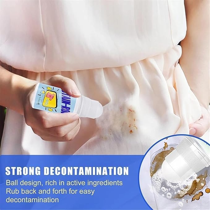 Stain Remover for Clothes Roller-Ball Cleaner White Cotton Clothes Stain Remover Roll Bead Design Instant Stain Remover for Cotton, Linen, Polyester,Blended Fabric, Denim, Down Jacket etc.