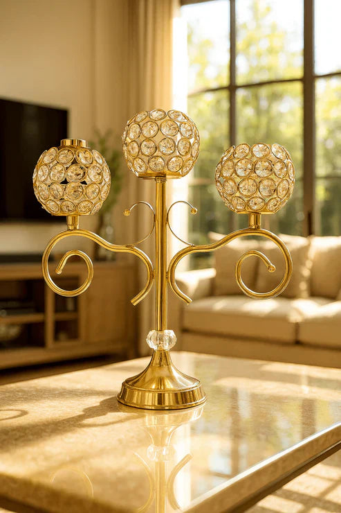 Crystal 3-Head Candle Holder