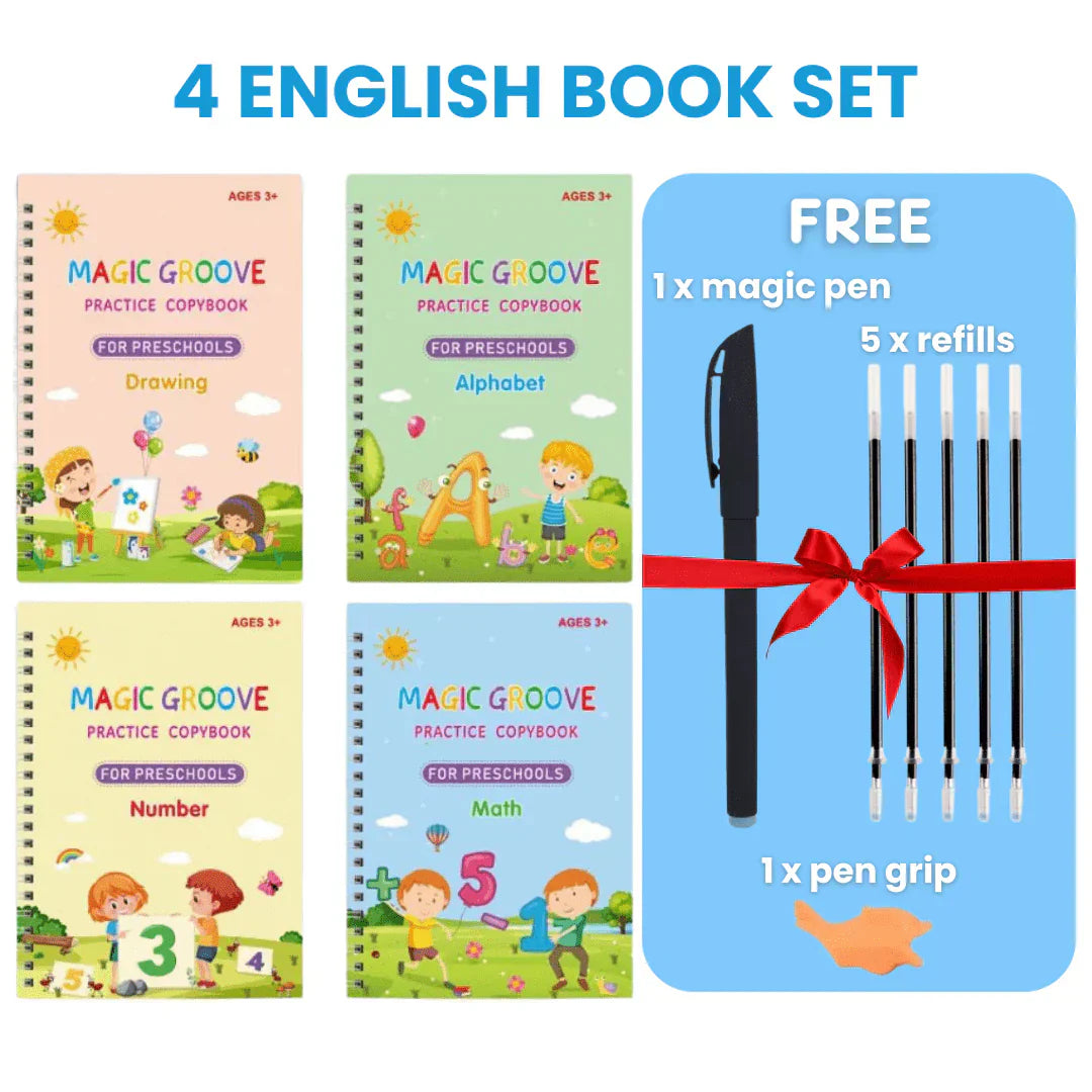 Magic Writing Book- Reusable Handwriting Practice with Disappearing Ink 4pc Set