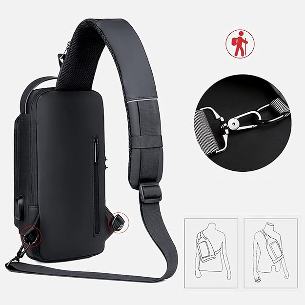 New Carbon Fiber Streamline Anti-Theft Sling Bag